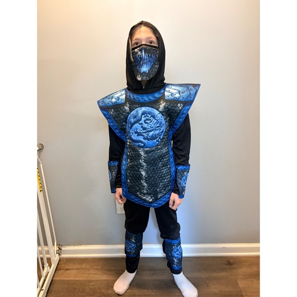 Spirit Halloween Other - Spirit Halloween Dragon Ninja Costume Kids Medium 8-10 Blue Black 7-Piece Set